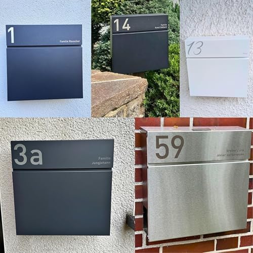 Radius Designer Briefkasten Anthrazit – Personalisierbar mit Lasergravur – Edelstahl V2A für Ihr Zuhause – 10 Jahre Gara
