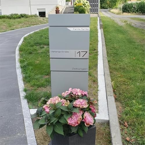 Metzler Standbriefkasten anthrazit RAL 7016 - Wetterfest mit Namensschild & Zeitungsfach | Perfekt für jeden Außenbereic