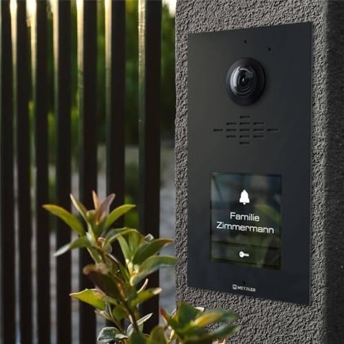 Metzler HD-Türsprechanlage mit App-Steuerung, vandalismussicher für 1-500 Parteien, elegantes Design in Verkehrsweiß RAL