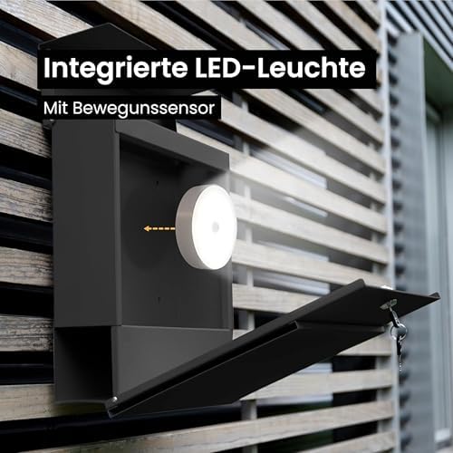 Radius Designer Briefkasten Anthrazit – Personalisierbar mit Lasergravur – Edelstahl V2A für Ihr Zuhause – 10 Jahre Gara