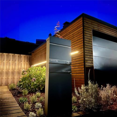 Metzler Standbriefkasten anthrazit RAL 7016 - Wetterfest mit Namensschild & Zeitungsfach | Perfekt für jeden Außenbereic