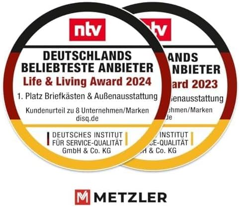 Metzler Briefkasten Anthrazit mit Zeitungsfach - personalisierter Wandbriefkasten aus massivem Stahl | Modell Stencil 2