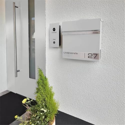 Metzler Briefkasten Anthrazit mit Zeitungsfach - personalisierter Wandbriefkasten aus massivem Stahl | Modell Stencil 2