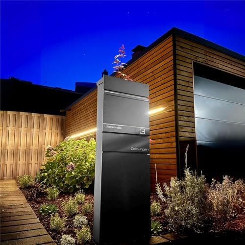 Metzler Standbriefkasten anthrazit RAL 7016 - Wetterfest mit Namensschild & Zeitungsfach | Perfekt für jeden Außenbereic