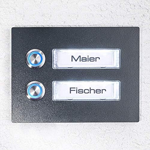 Metzler® Türklingel für 2 Parteien – LED-Taster, IP67, anthrazit RAL 7016, langlebig und einfach zu montieren